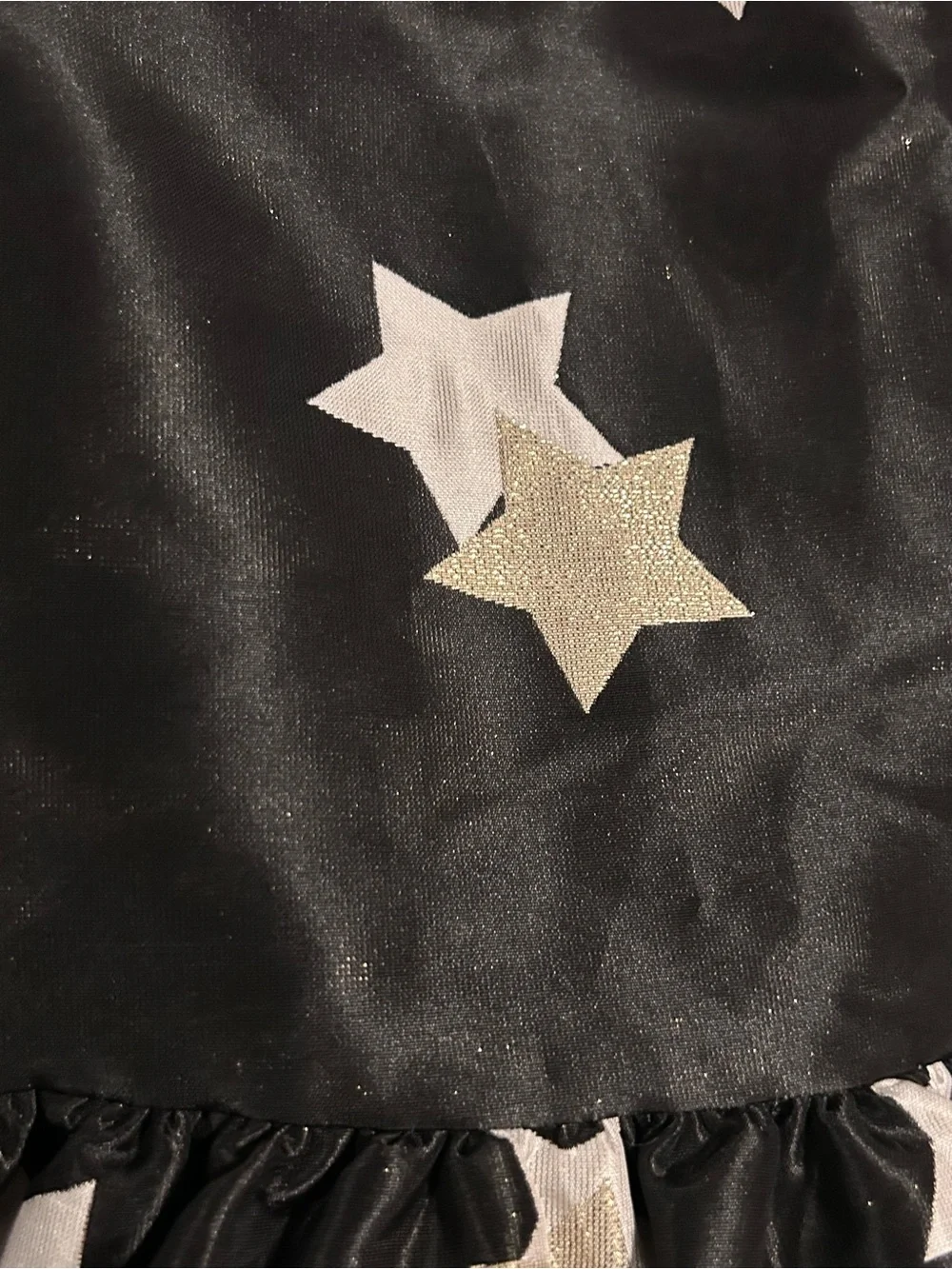 Gymboree Knee Length Dress Black Satin Gold Stars Girls 3T